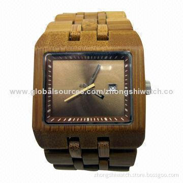 Wooden Watch, Bamboo Case and Strap, Japanese Movement, Clients' Logos Can be Accepted